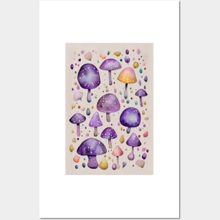 Purple Mushrooms Posters and Art